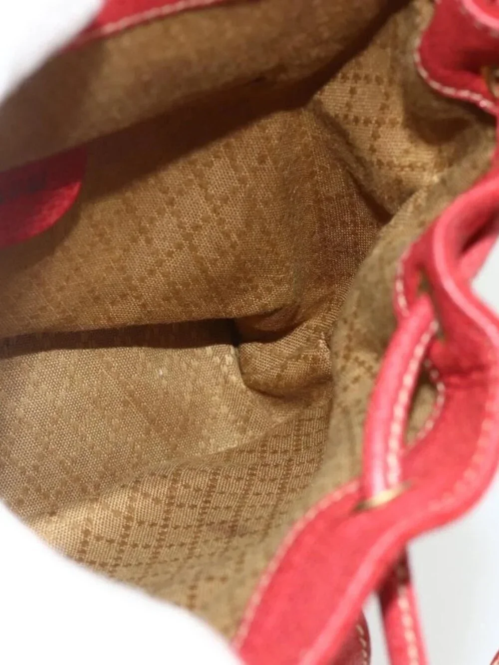 GUCCI Bamboo Backpack Suede Red Gold 003 2058 0030 Auth 175586